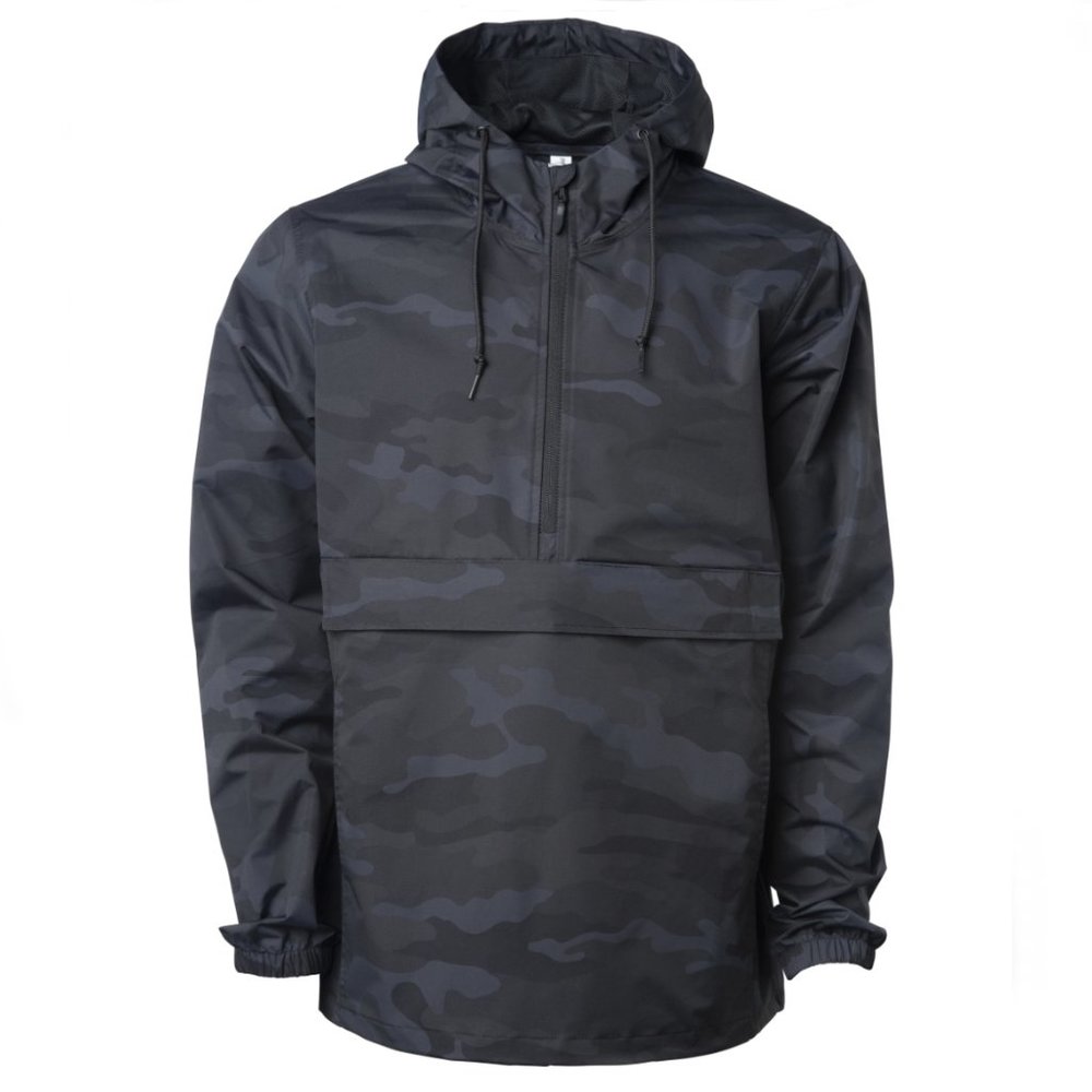 Water Resistant Windbreaker Anorak Black Camo